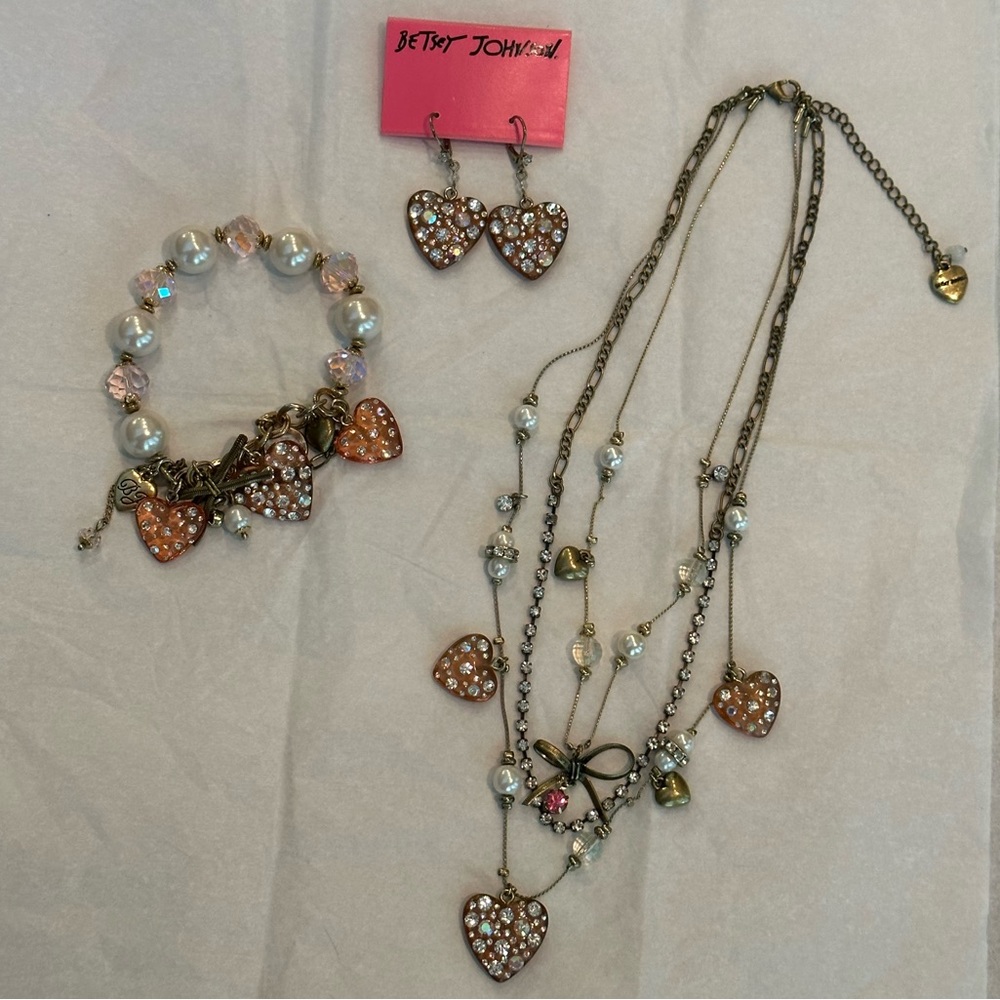 Betsey Johnson Heart & Bows Jewelry Set
